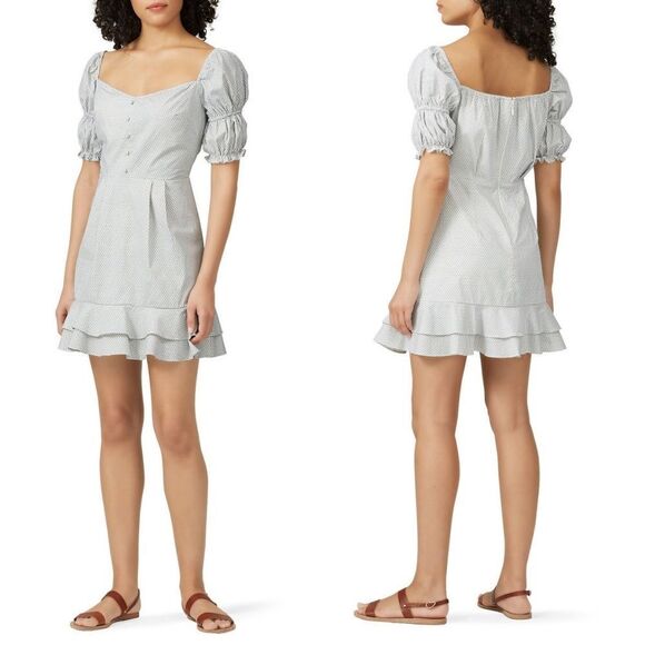 STYLESTALKER Kelly Puff Sleeve Sweetheart Neckline Cotton Feminine Mini Dress M - Picture 1 of 9